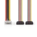 Interne Voedingskabel | Molex Male | 2x SATA 15-Pins Female | Verguld | 0.15 m | Rond | PVC | Multicolour | Doos