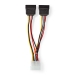 Interne Voedingskabel | Molex Male | 2x SATA 15-Pins Female | Verguld | 0.15 m | Rond | PVC | Multicolour | Doos