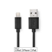 Lightning Kabel | USB 2.0 | Apple Lightning 8-Pins | USB-A Male | 480 Mbps | Vernikkeld | 1.00 m | Rond | PVC | Zwart | Label