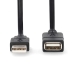 USB-Kabel | USB 2.0 | USB-A Male | USB-A Female | 480 Mbps | Vernikkeld | 3.00 m | Rond | PVC | Zwart | Label