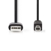 USB-Kabel | USB 2.0 | USB-A Male | USB-B Male | 480 Mbps | Vernikkeld | 3.00 m | Rond | PVC | Zwart | Label