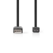 USB-Kabel | USB 2.0 | USB-A Male | USB Micro-B Male | 480 Mbps | Vernikkeld | 1.00 m | Plat | PVC | Zwart | Label