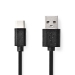 USB-Kabel | USB 2.0 | USB-A Male | USB-C™ Male | 15 W | 480 Mbps | Vernikkeld | 3.00 m | Rond | PVC | Zwart | Label