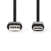 USB-Kabel | USB 2.0 | USB-A Male | USB-C™ Male | 5 W | 480 Mbps | Vernikkeld | 2.00 m | Rond | PVC | Zwart | Label