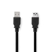 USB-Kabel | USB 3.2 Gen 1 | USB-A Male | USB-A Female | 5 Gbps | Vernikkeld | 2.00 m | Rond | PVC | Zwart | Label