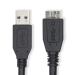 USB-Kabel | USB 3.2 Gen 1 | USB-A Male | USB Micro-B Male | 5 Gbps | Vernikkeld | 2.00 m | Rond | PVC | Zwart | Label