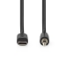 USB-C™ Adapter | USB 2.0 | USB-C™ Male | 3,5 mm Male | 1.00 m | Rond | Vernikkeld | Zwart | Label