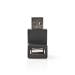 USB-A Adapter | USB 2.0 | USB-A Male | USB-A Female | 480 Mbps | Rond | Vernikkeld | PVC | Zwart | Doos