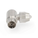 IEC (Coax) Connector | 90° Gehoekt | Female | Vernikkeld | 75 Ohm | Schroef | Diameter kabelinvoer: 7.0 mm | Metaal | Zilver | 2 Stuks | Gift Box met Euro Lock