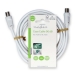 Coaxkabel | IEC (Coax) Male | IEC (Coax) Male | Vernikkeld | 90 dB | 75 Ohm | Dubbel Afgeschermd | 3.00 m | Rond | PVC | Wit | Label