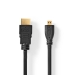 High Speed ​​HDMI™-Kabel met Ethernet | HDMI™ Connector | HDMI™ Micro-Connector | 4K@30Hz | 10.2 Gbps | 1.50 m | Rond | PVC | Zwart | Label