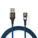 USB-Kabel | USB 2.0 | Apple Lightning 8-Pins | USB-A Male | 12 W | 480 Mbps | Vernikkeld | 1.00 m | Rond | Gevlochten / Nylon | Blauw / Zwart | Cover Window Box