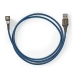 USB-Kabel | USB 2.0 | USB-A Male | USB-C™ Male | 480 Mbps | Verguld | 1.00 m | Rond | Gevlochten / Nylon | Blauw / Zwart | Cover Window Box