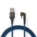 USB-Kabel | USB 2.0 | USB-A Male | USB-C™ Male | 480 Mbps | Verguld | 2.00 m | Rond | Gevlochten / Nylon | Blauw / Zwart | Cover Window Box