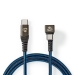 USB-Kabel | USB 2.0 | USB-C™ Male | USB-C™ Male | 480 Mbps | Verguld | 1.00 m | Rond | Gevlochten / Nylon | Blauw / Zwart | Cover Window Box