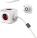 PowerCube met 2 x USB-A, stekkerdoos, 4 sockets, 1.5m, wit/rood