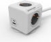 PowerCube met USB-A en USB-C, stekkerdoos, 4 sockets, 1.5m, wit/grijs