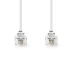 Telecomkabel | RJ11 Male | RJ11 Male | 10.0 m | Kabel design: Plat | Goud Verguld | Kabeltype: RJ11 | Wit | Doos