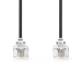 Telecomkabel | RJ11 Male | RJ11 Male | 2.00 m | Kabel design: Plat | Goud Verguld | Kabeltype: RJ11 | Zwart | Label