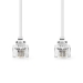 Telecomkabel | RJ11 Male | RJ11 Male | 10.0 m | Kabel design: Plat | Goud Verguld | Kabeltype: RJ11 | Wit | Label